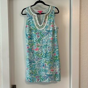 Lilly Pulitzer Harper Shift Dress What a Lovely Place stretch Sleeveles
